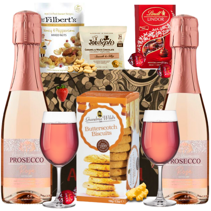Duo Rose Prosecco Chocolate Hamper Gift Set