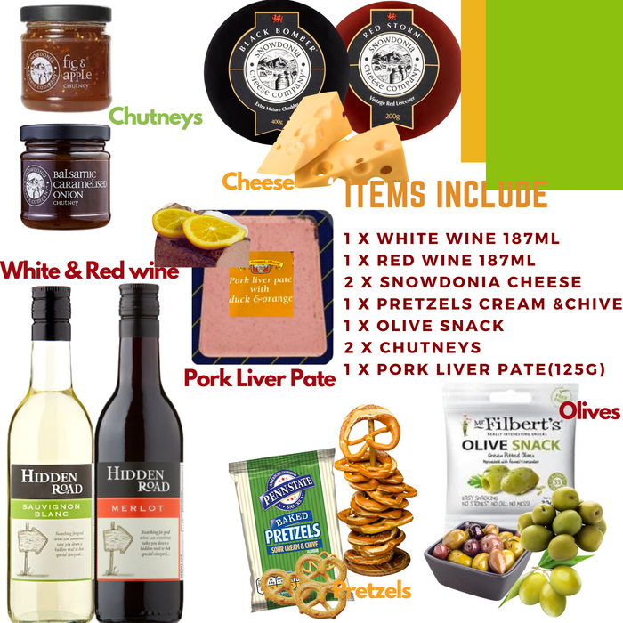 White Wine and Red Wine Cheese Hamper Gift Set