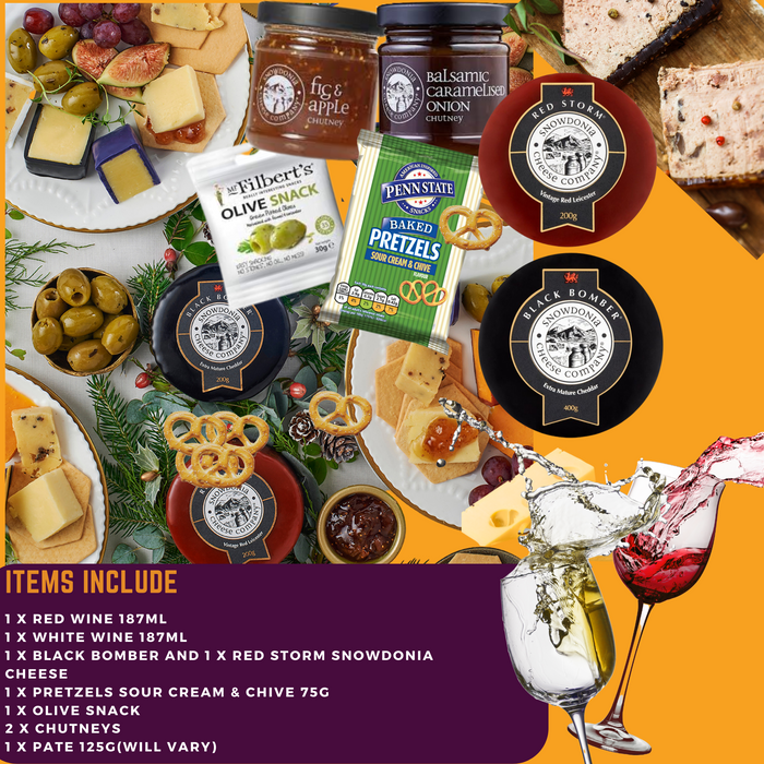 White Wine and Red Wine Cheese Hamper Gift Set