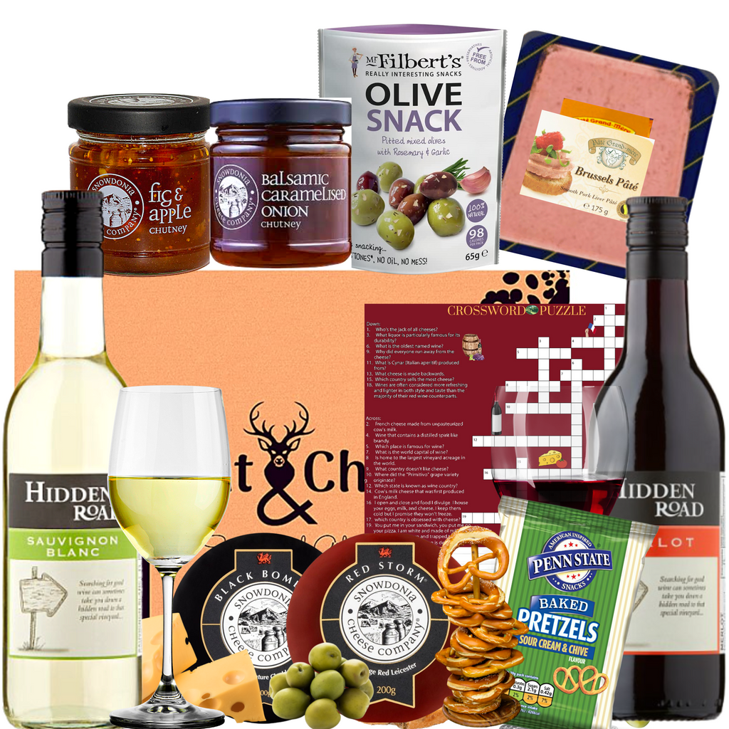 Red and White Wine Gourmet Cheese and Snacks Hamper