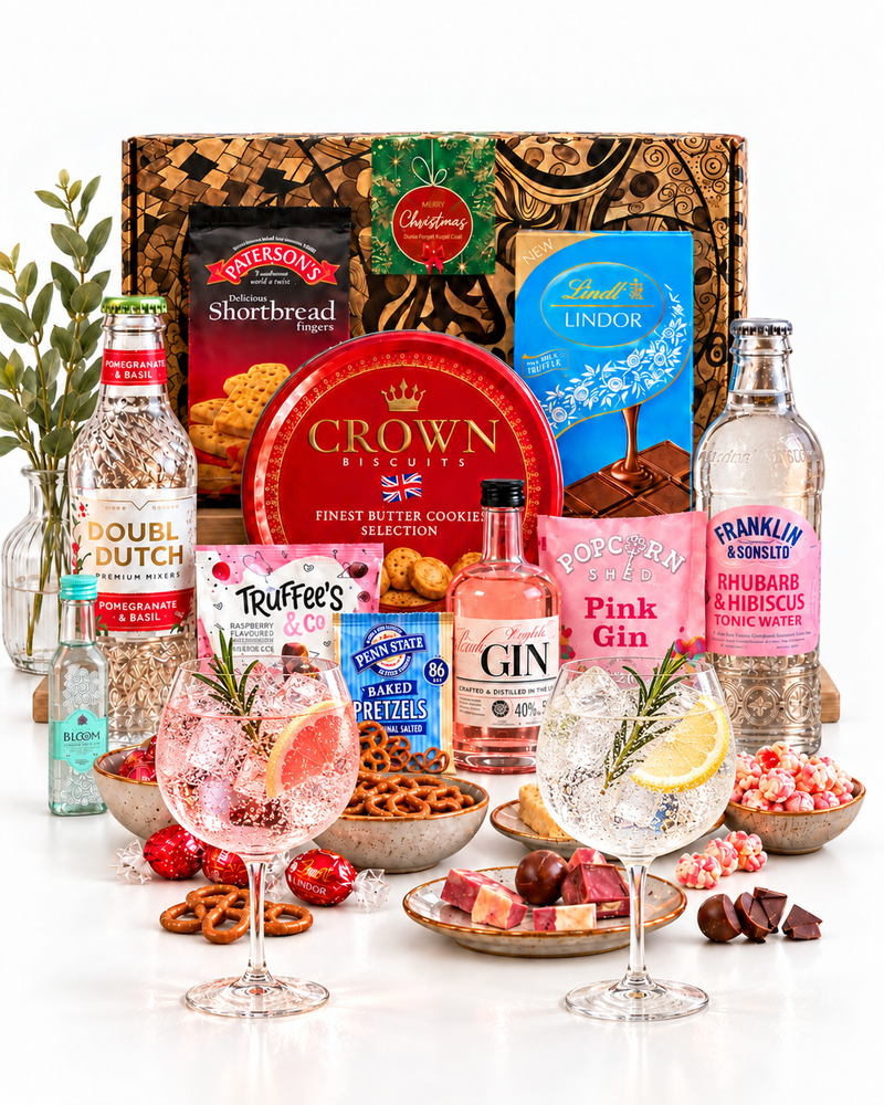 The Christmas Celebration Pink Gin & Treats Hamper