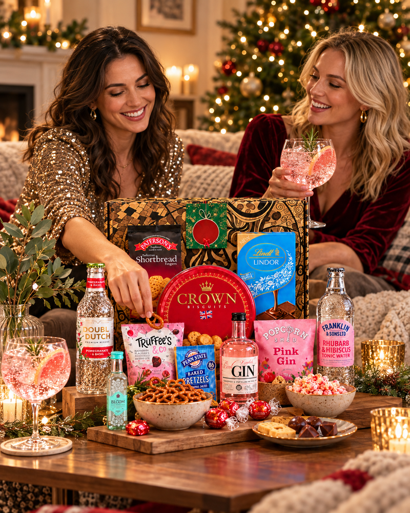 The Christmas Celebration Pink Gin & Treats Hamper