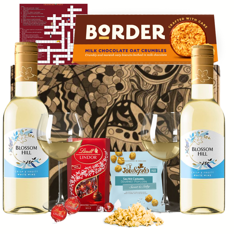 White Wine & Chocolate Gift Hamper with Biscuits