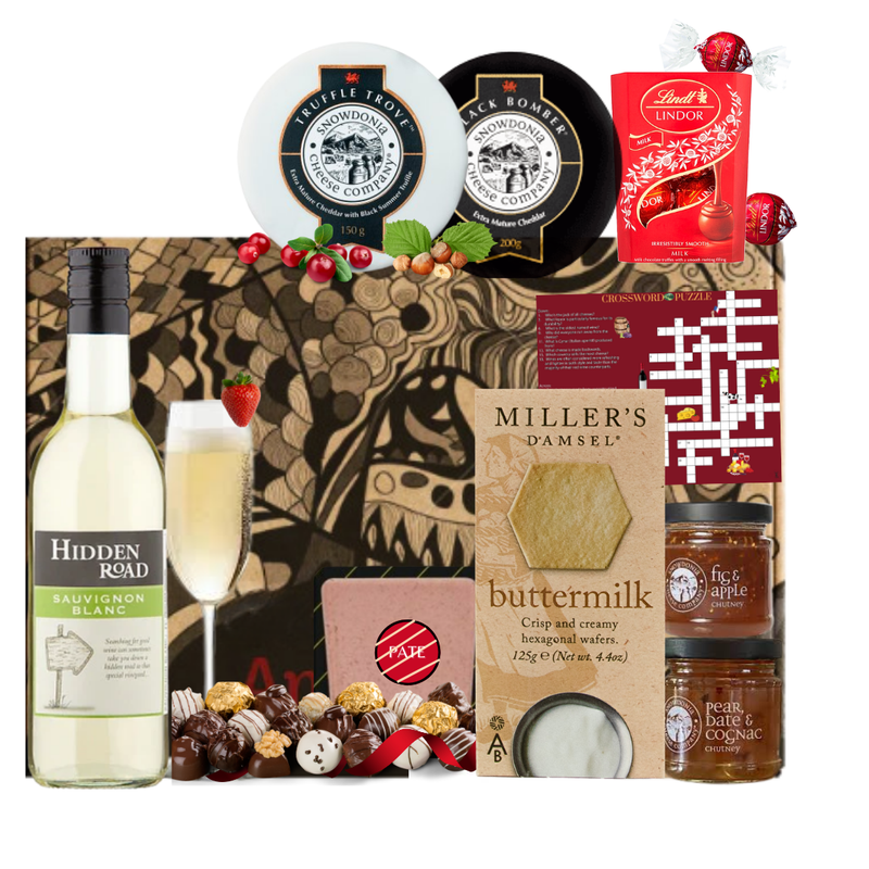 White Wine, Cheese & Chocolate Gift Hamper — Snowdonia Collection