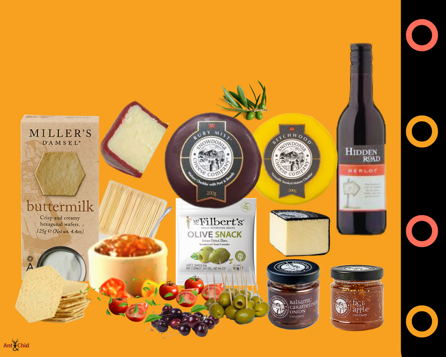 The Snowdonia Cheese and Red Wine Hamper Set